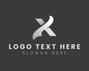 Grayscale - Modern Ribbon Advertising Letter X logo design