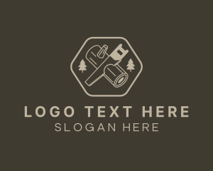 Retro - Saw Log Cutting logo design