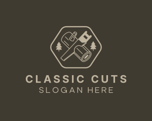 Saw Log Cutting logo design