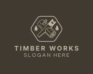 Saw Log Cutting logo design