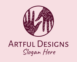 Flower Henna Hands  logo design