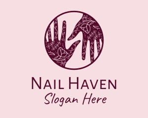 Manicure - Flower Henna Hands logo design