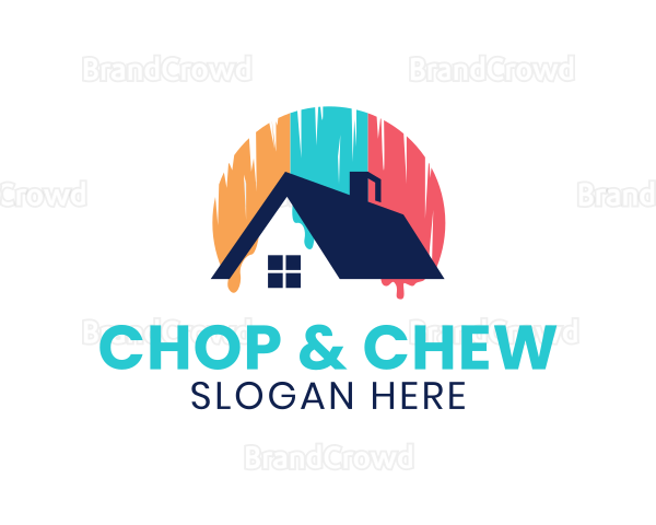 Colorful Roof Paint Drip Logo