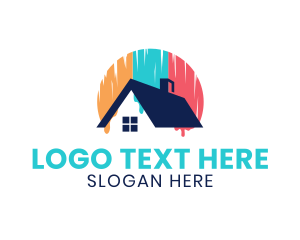 Home Maintenance - Colorful Roof Paint Drip logo design