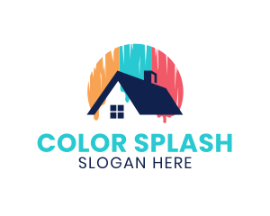 Colorful Roof Paint Drip logo design