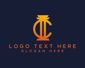 Golden - Concrete Construction Column logo design