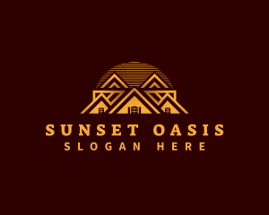 House Roof Sunset logo design