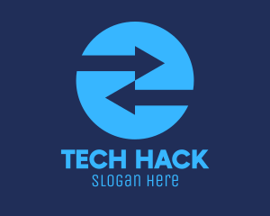 Blue Tech Web Traffic Arrows logo design