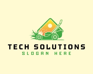 Sunset - Lawn Mower Gardening logo design