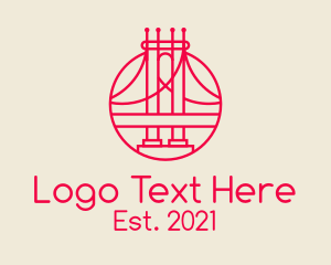 America - Manhattan Bridge Line Art logo design