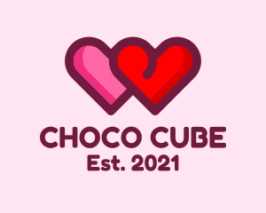 Romantic - Valentine Couple Hearts logo design