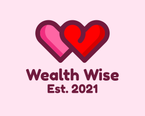 Wedding Anniversary - Valentine Couple Hearts logo design