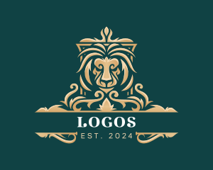 Wild - Lion Elegant Shield logo design