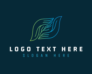 Simple - Gradient Leaf Hand logo design