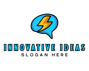 Lightning Brain Chat  logo design