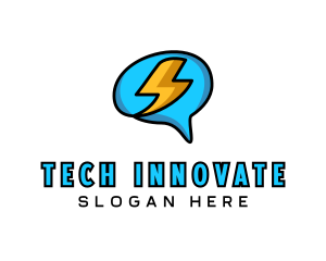 Innovate - Lightning Brain Chat logo design