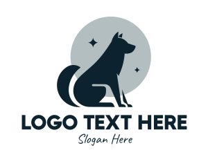 Animal Shelter - Moon Wolf Silhouette logo design