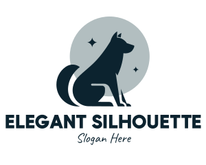 Silhouette - Moon Wolf Silhouette logo design