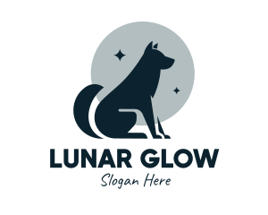 Moon - Moon Wolf Silhouette logo design