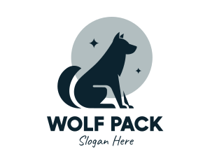 Wolf - Moon Wolf Silhouette logo design