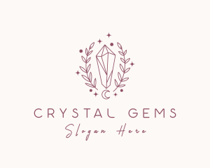 Moon Crystal Wreath  logo design