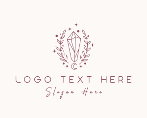 Elegant - Moon Crystal Wreath logo design