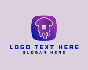 House - House Paint Drip logo design