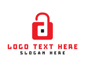 Red Padlock - Red D Padlock logo design