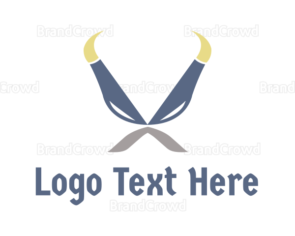 Viking Horns Mustache Logo