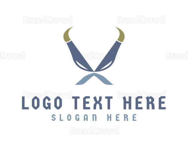 Norse Horns Mustache Logo