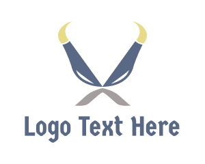 Barber - Viking Horns Mustache logo design