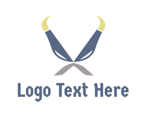 Viking Horns Mustache Logo