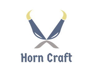 Viking Horns Mustache logo design