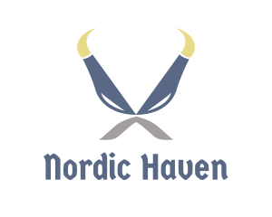 Nordic - Viking Horns Mustache logo design