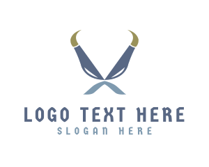 Gamer - Norse Horns Mustache logo design