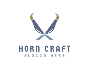 Norse Horns Mustache logo design