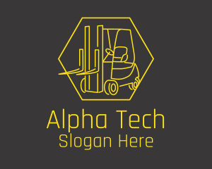 Yellow Forklift Truck logo design