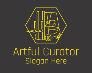 Yellow Forklift Truck logo design