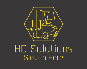 Yellow Forklift Truck logo design