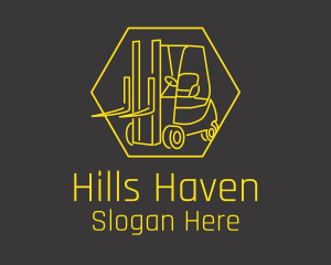 Yellow Forklift Truck logo design