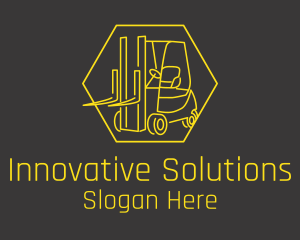 Yellow Forklift Truck logo design