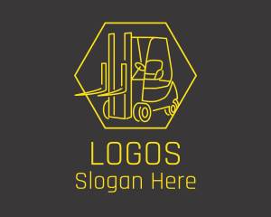 Yellow Forklift Truck logo design