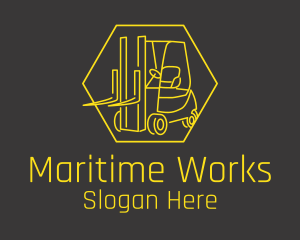 Yellow Forklift Truck logo design