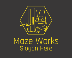 Yellow Forklift Truck logo design