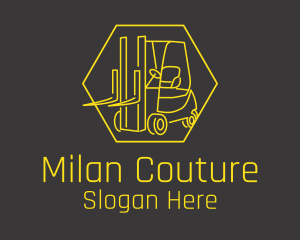 Yellow Forklift Truck logo design