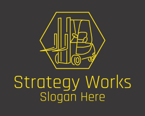 Yellow Forklift Truck logo design