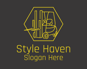 Yellow Forklift Truck logo design