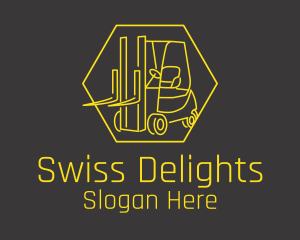 Yellow Forklift Truck logo design