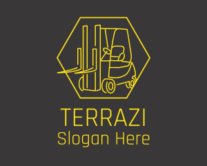 Yellow Forklift Truck logo design