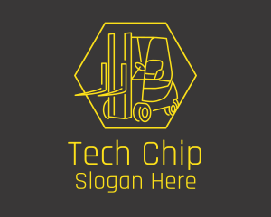 Yellow Forklift Truck logo design